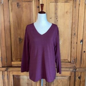 PENDLETON Purple Soy Cotton Long Sleeve V Neck Top Sz. L